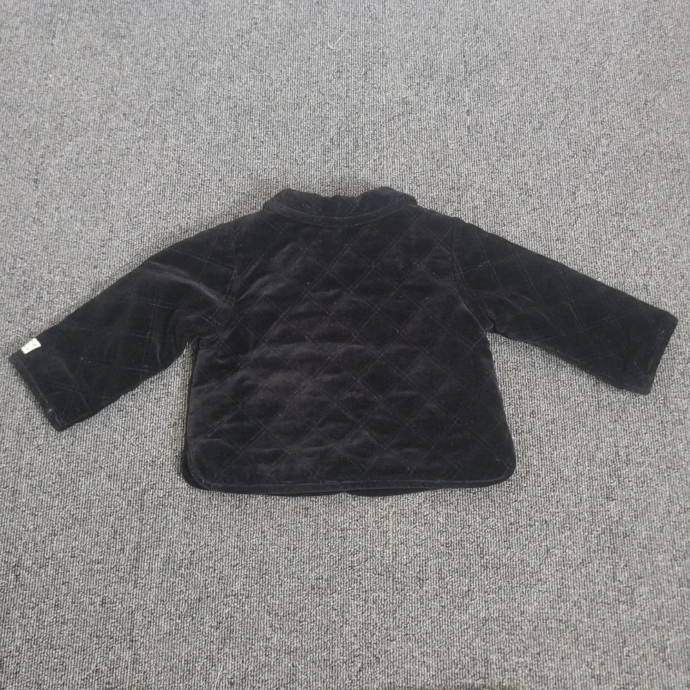 Janie and Jack 12-18M Quilted Velvet Silk Lined Jacket Toddler Black Blazer 2003